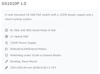Gigabit PoE+ 8+2 Gigabits מתג רשת סוויץ GS1010P CUDY
