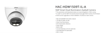 מצלמת כיפה 5M צבעוני בלילה DAHUA HAC-HDW1509T-IL-A